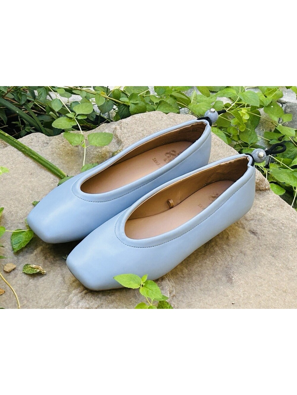 Sam & Libby Birdie Ballet Flats Lavender Square Toe Slip On Drawcord Size 8